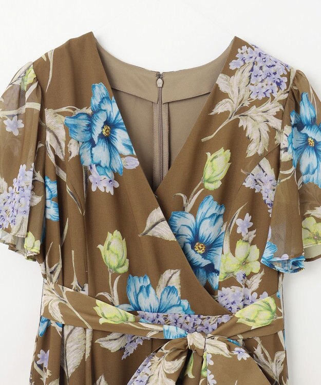 GRACE CONTINENTAL ミモザプリントワンピース ブラウン