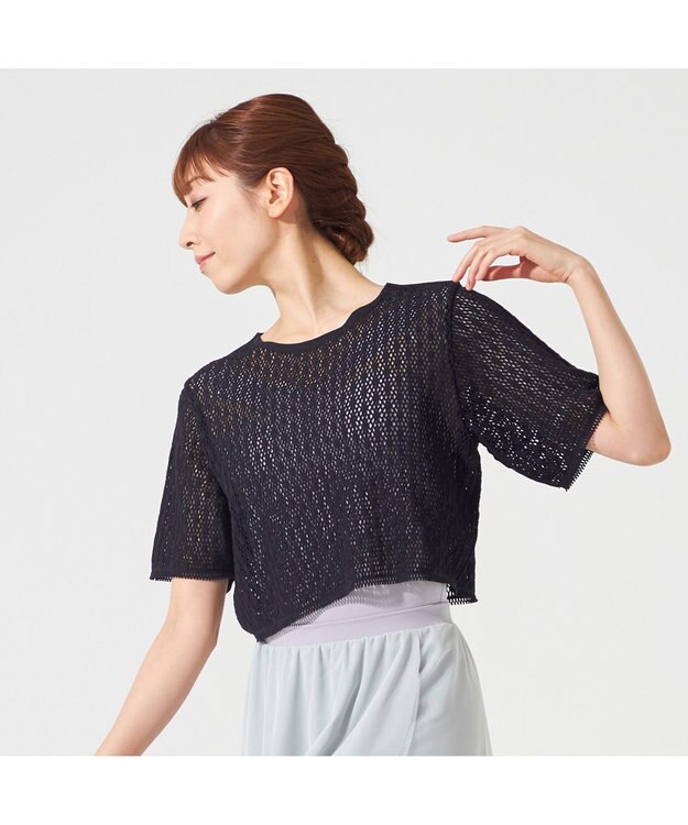 Chacott 【ノーソーイングニット】キシリトールショート丈トップ ブラック