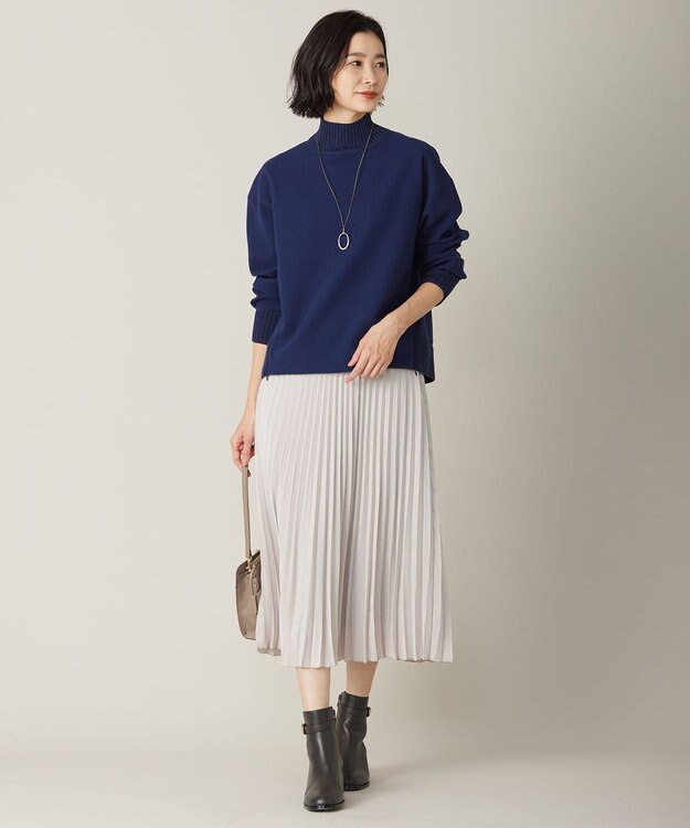 J.PRESS LADIES S ニードルパンチ ハイネック カットソー ブルー系