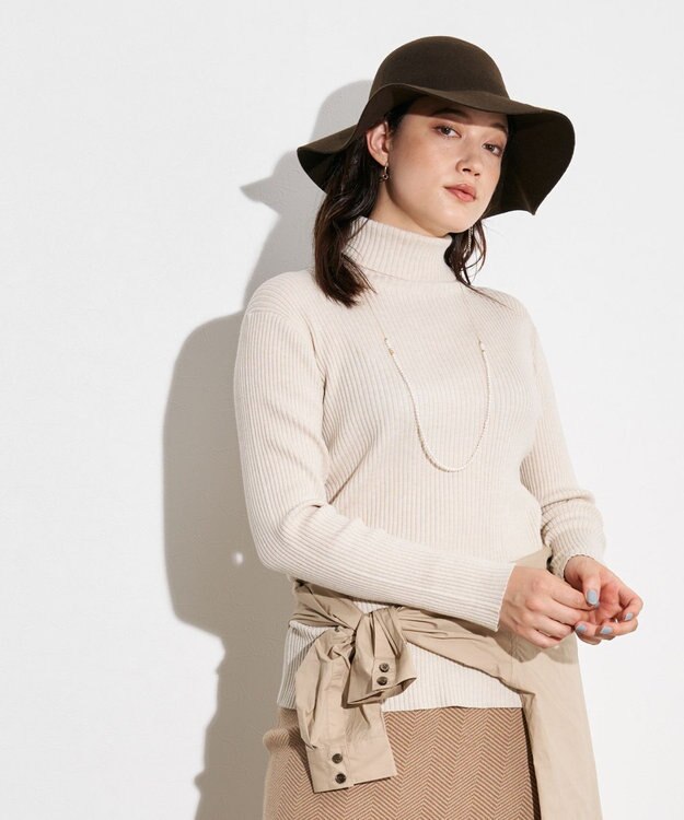 J.PRESS YORK STREET 【WOMEN】リブタートルニット アイボリー系