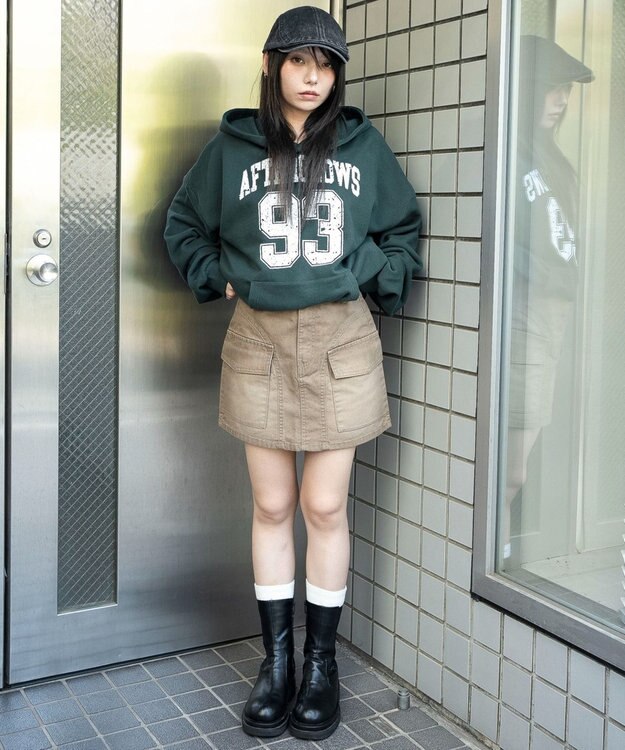 WEGO ヴィンテージウォッシュカーゴミニスカート ベージュ