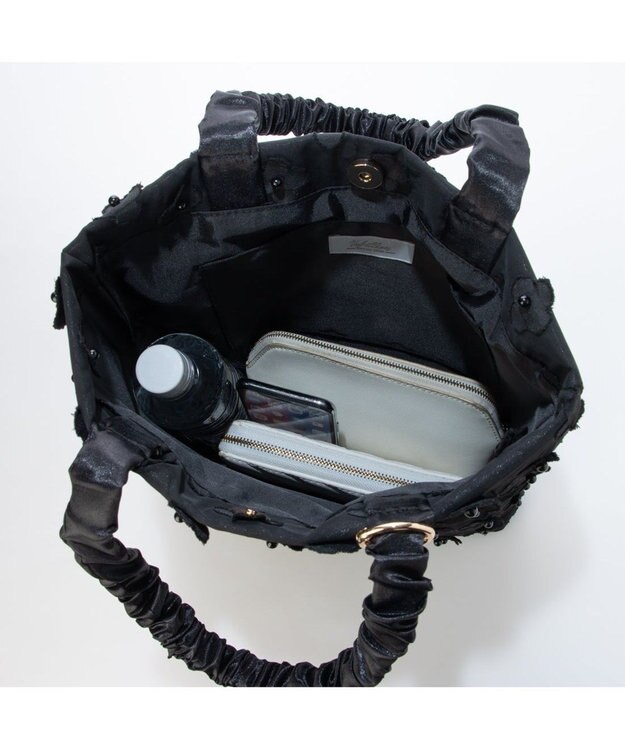 UNBILLION カシュカシュ cachecache / 3Dフラワー刺繍トート ブラック