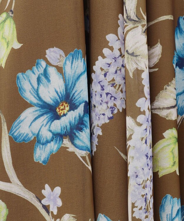 GRACE CONTINENTAL ミモザプリントワンピース ブラウン