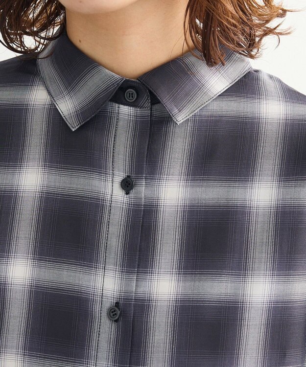 Green Parks ・ＥＬＥＮＣＡＲＥ　ＤＵＥ　チェックギャザーシャツ Black