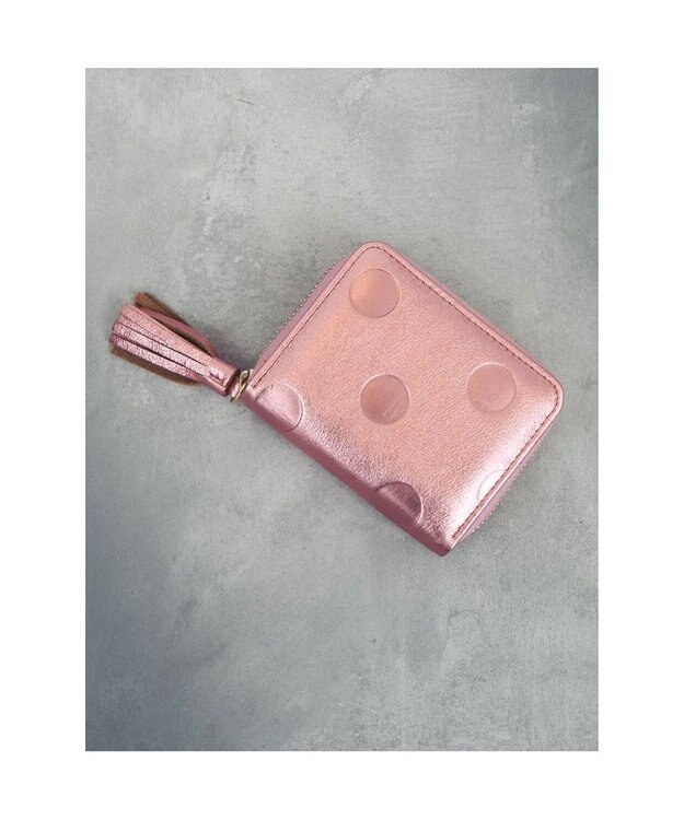 UNBILLION ペルケ perche / ドット型押し・ジャバラカードウォレット ピンク