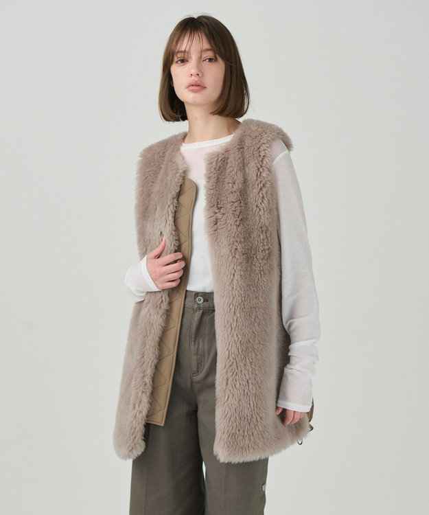 GRACE CONTINENTAL ウールボアコンビジレ ベージュ