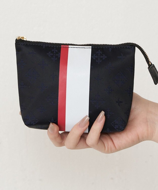russet ラインプリントポーチ S(Z-227) Black/Navy