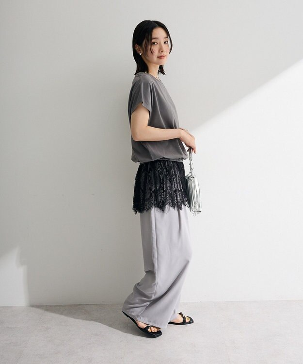 Green Parks レースドッキングフレンチプルオーバー Gray
