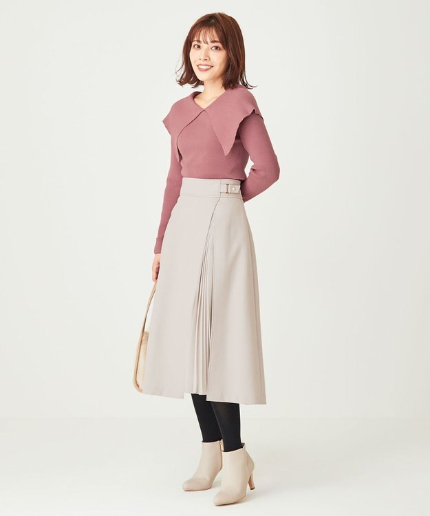 ANY SIS 【洗える】ビックカラーリブ ニット スモーキーピンク