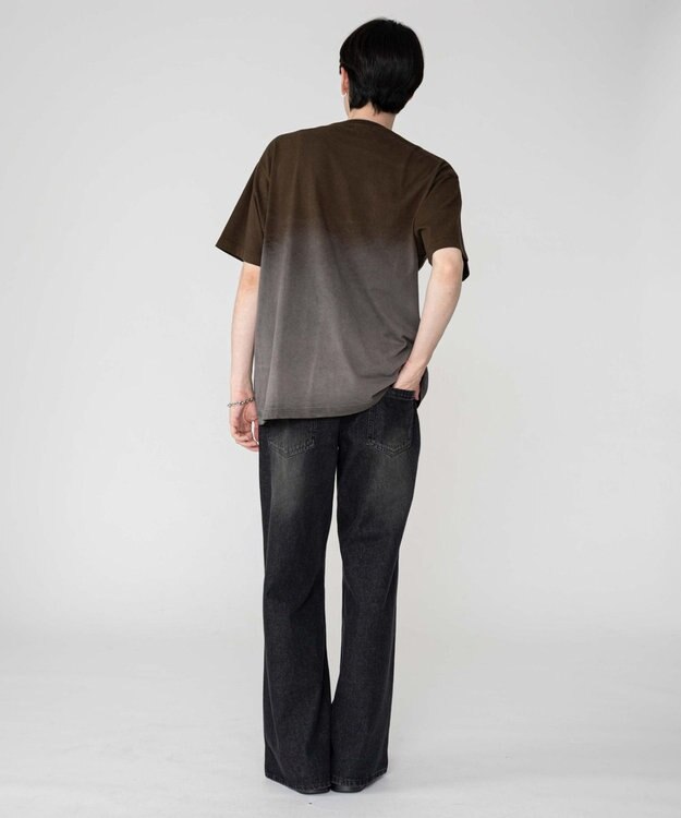 WEGO 【ユニセックス着用ITEM/MLサイズ展開】グラデーションワンポイントT（SS） ブラウンその他