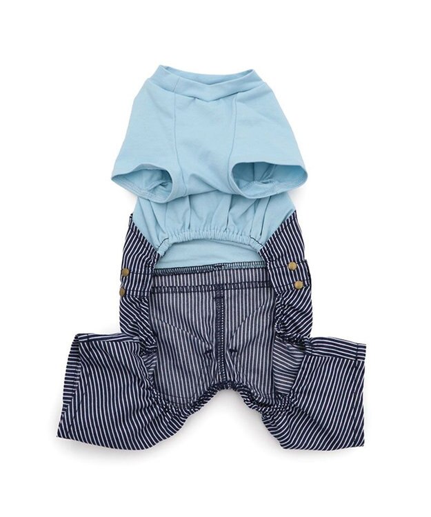PET PARADISE Lee ワンショルダー パンツつなぎ 《ヒッコリー》 小型犬 ライトブルー