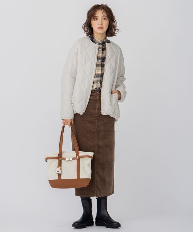 23区 【洗える】23区DENIM ベルベットストレッチ Aライン スカート モカ