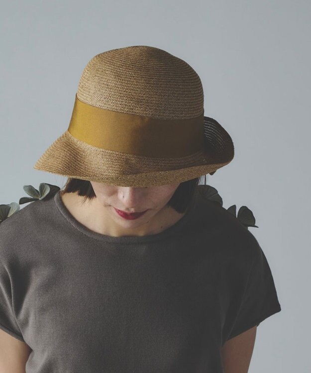 AND WOOL 〈UVカット加工〉〈軽くて折りたためる〉リボンの帽子 ベージュブラウン
