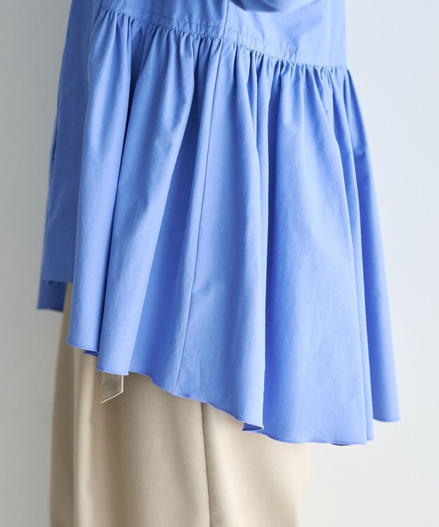 YECCA VECCA ペプラムギャザーシャツ Blue