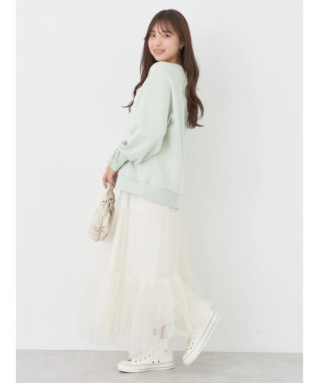 earth music&ecology 袖レースアップウラケプルオーバー Mint