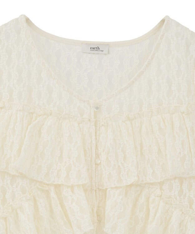 earth music&ecology レースフリルメローカーディガン Ivory