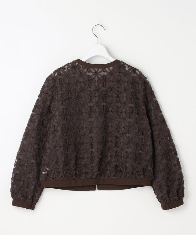 自由区 L 【17号サイズまで展開】テープエンブロイダリー ブルゾン ブラウン