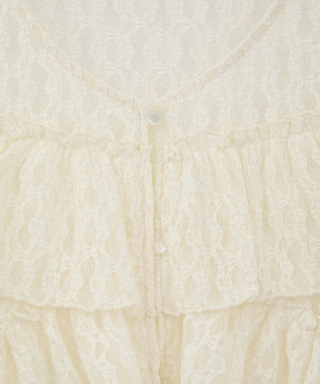 earth music&ecology レースフリルメローカーディガン Ivory