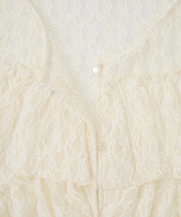 earth music&ecology レースフリルメローカーディガン Ivory