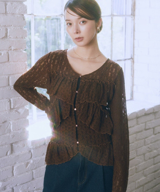 【新品未使用】ロージーモンスター　カーディガン　フリル レースフリルメローカーディガン / earth music&ecology