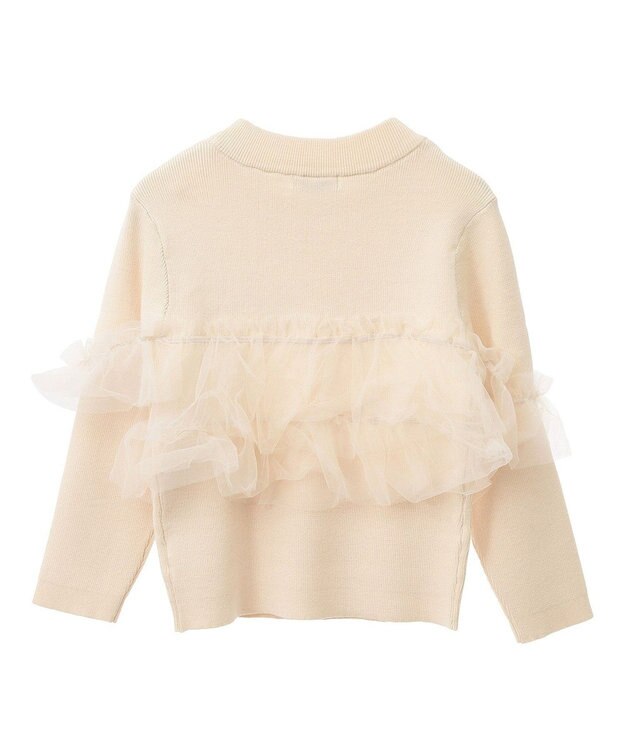 earth music&ecology 胸元チュールドッキングニットプルオーバー Ivory