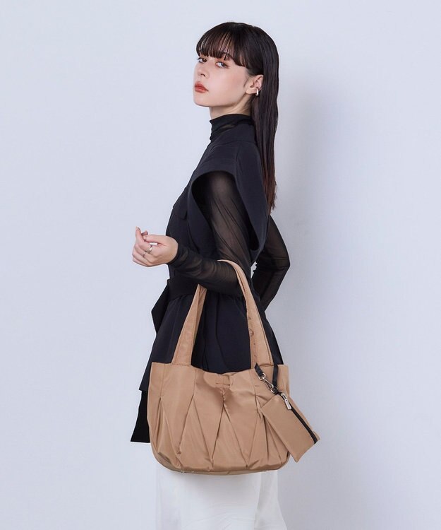 MioFIRANO HERRINGBONE J001 トートバッグ マルチケース付き はっ水 BEIGE