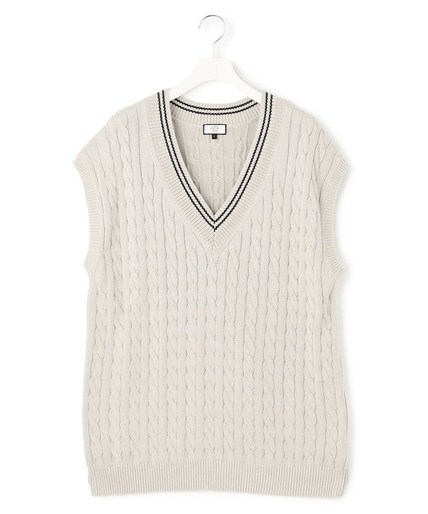 J.PRESS YORK STREET 【UNISEX】コットンケーブルチルデン ニットベスト ベージュ系