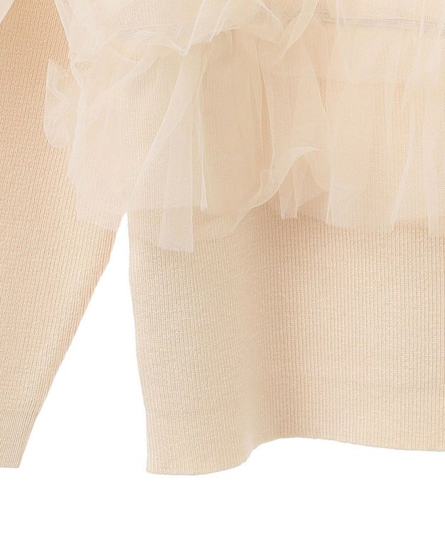 earth music&ecology 胸元チュールドッキングニットプルオーバー Ivory