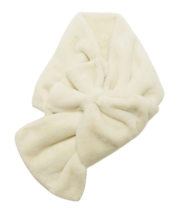 MOONBAT 【WEB限定ラッピング袋付】PAUL & JOE ACCESSOIRES フェイクファービッグリボンマフラー オフホワイト