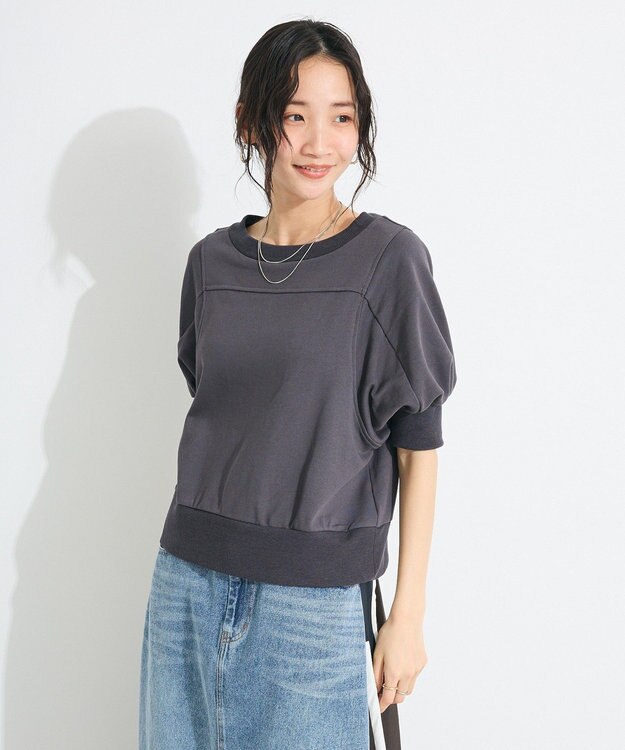 CRAFT STANDARD BOUTIQUE TC裏毛ボリュームハーフスリーブプルオーバー Black