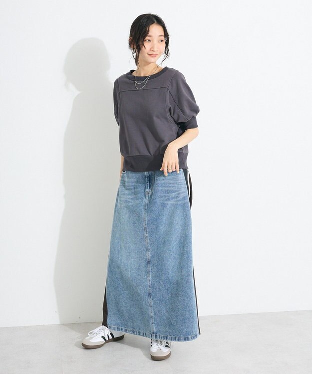 CRAFT STANDARD BOUTIQUE TC裏毛ボリュームハーフスリーブプルオーバー Black