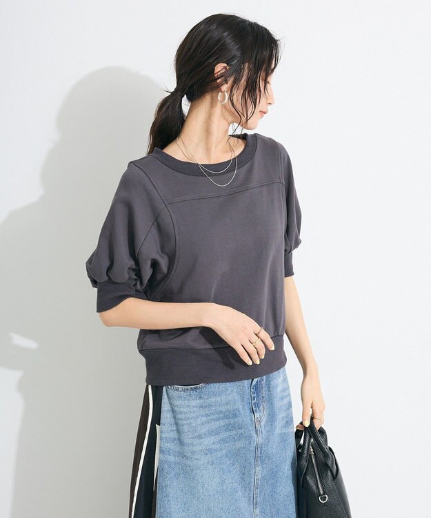 CRAFT STANDARD BOUTIQUE TC裏毛ボリュームハーフスリーブプルオーバー Black