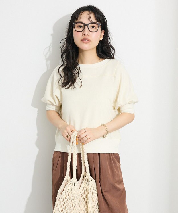 CRAFT STANDARD BOUTIQUE TC裏毛ボリュームハーフスリーブプルオーバー Ivory