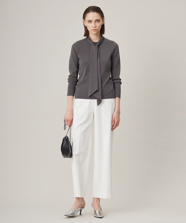 ICB 【洗える】 クロスコンビ ボウタイニット チャコール系