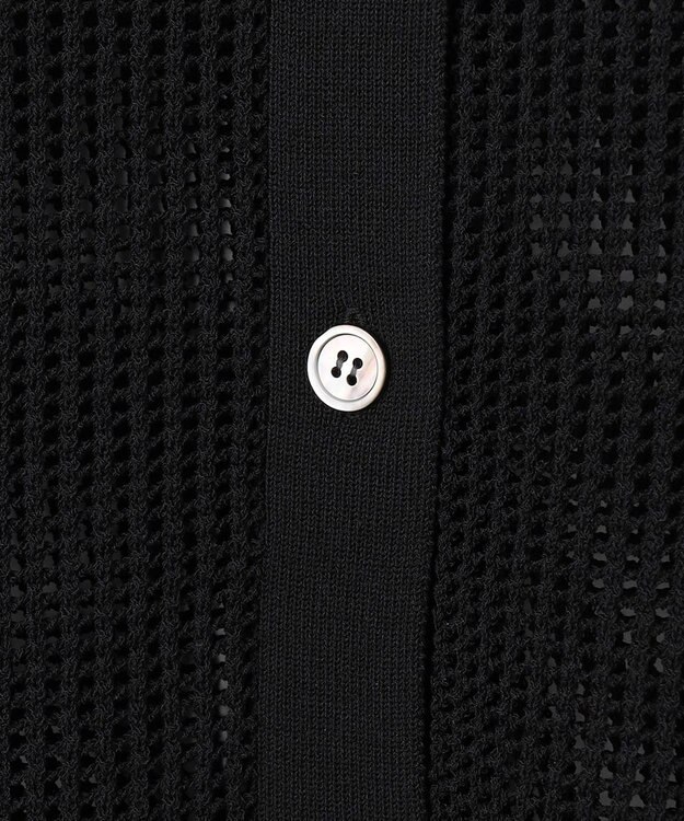組曲 L 【先行予約・WEB限定・前後着用可】メッシュニット 襟付き半袖カーディガン ブラック系