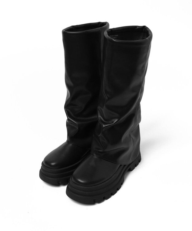 WEGO シャーリングカバーロングブーツ ブラック