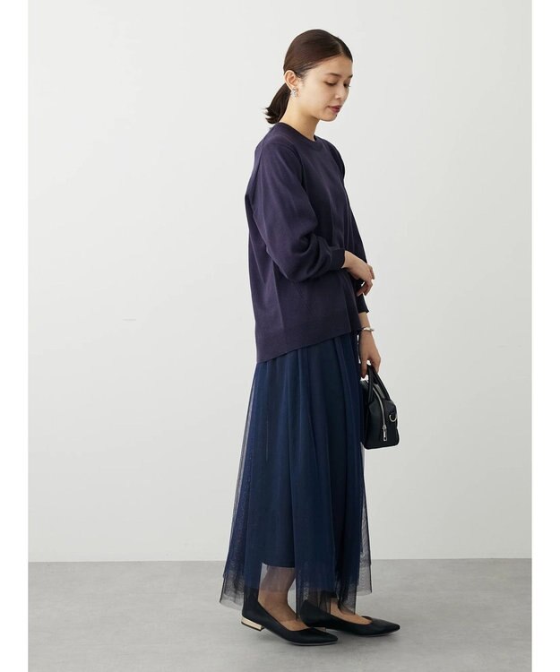 Green Parks アルガンオイル配合　クルーネックプルオーバー Navy