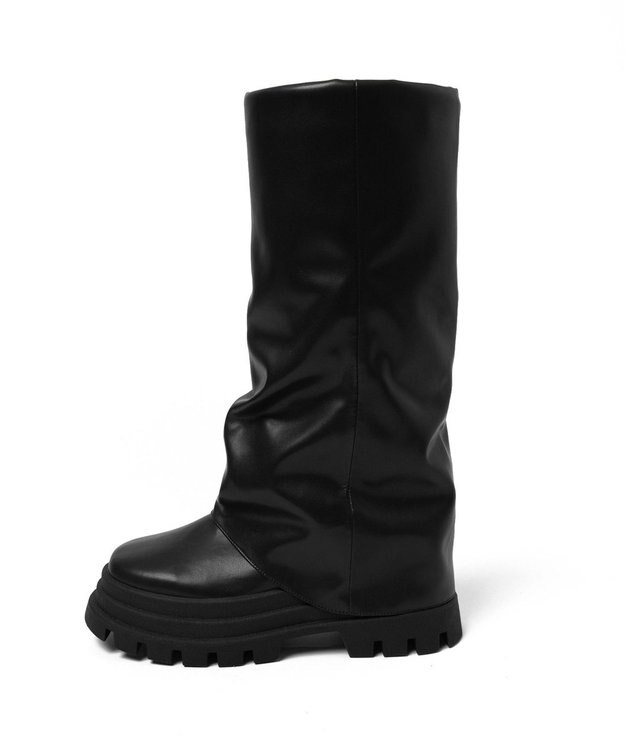WEGO シャーリングカバーロングブーツ ブラック