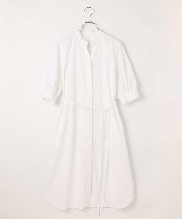 #Newans 【ANSWER for 骨格ストレート】バンドカラーシャツワンピース ホワイト系