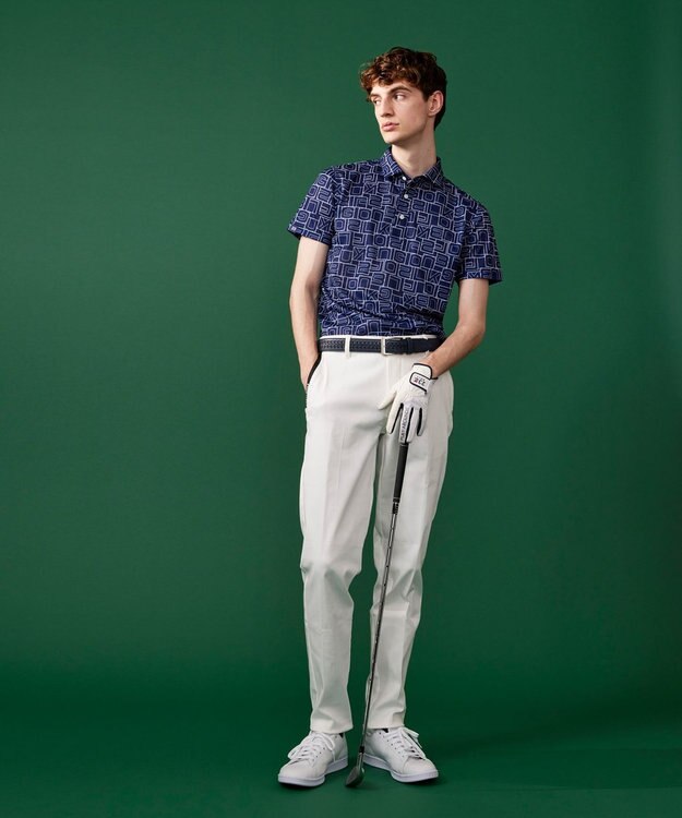 23区GOLF 盛夏対応のマルチ機能【接触冷感・UVケア・吸水速乾】【MEN】総ロゴ カノコシャツ ネイビー系5