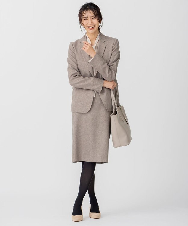 23区 【CLASSY.1月号掲載/洗える】ウールライクカルゼ タイト スカート ダークブラウン系