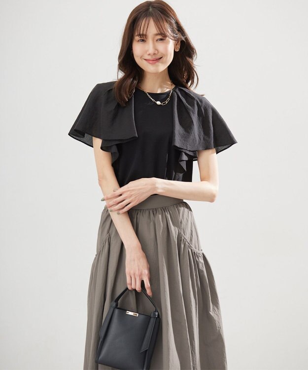 組曲 コットンポンチケープライク ブラウス ブラック系