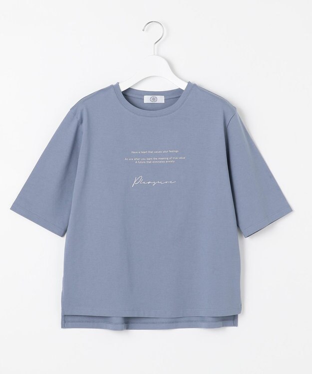 J.PRESS LADIES ロゴ Tシャツ ダルブルー系