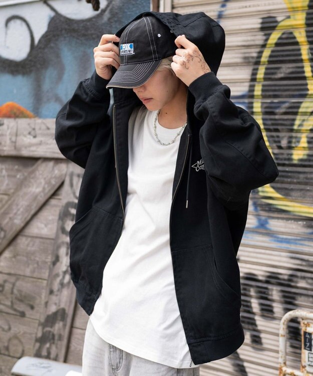 WEGO 【ユニセックス着用ITEM/MLサイズ展開】ワーカーズフードブルゾン ブラック