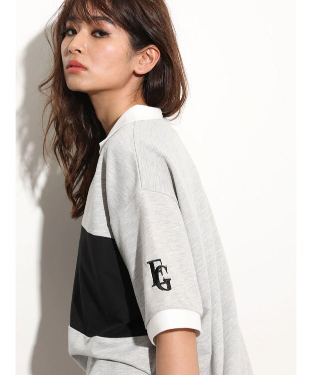 Green Parks ＥＧＯＩＳＴ　ロゴ刺しゅうラガーシャツ Gray