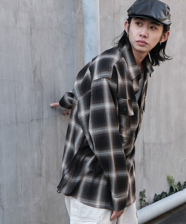 WEGO 【ユニセックス着用ITEM/SMLサイズ展開】オンブレチェックシャツ（LS） 柄3