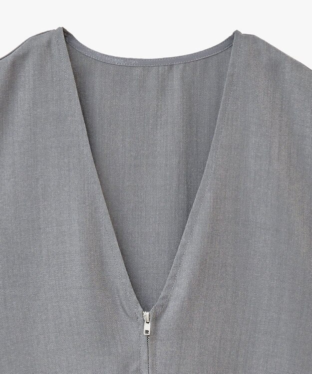 Green Parks 麻調ミディ丈ＺＩＰベスト Light Gray