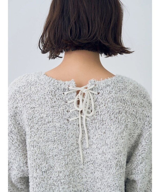 YECCA VECCA レースアップリボンヤーンニット Ivory