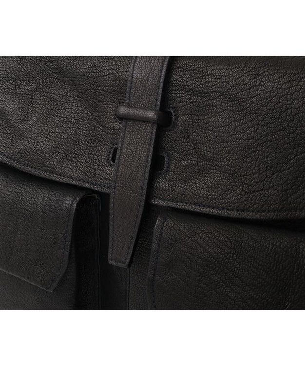 genten ゴートシュリンク かぶせ付ショルダーバッグ クロ