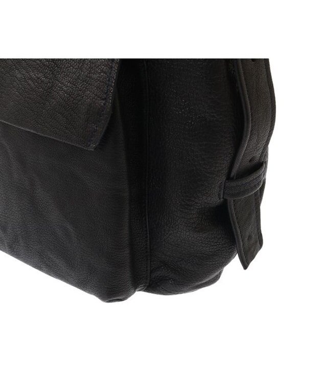 genten ゴートシュリンク かぶせ付ショルダーバッグ クロ